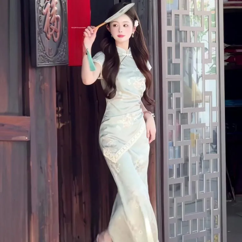 Mu Xiao Xin Cheongsams Women's Light Green-2