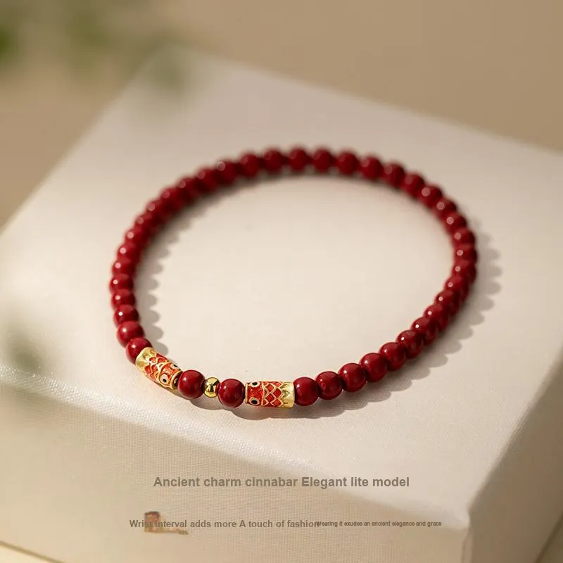 QLADY Reconstructed Cinnabar Bracelets Unisex-2