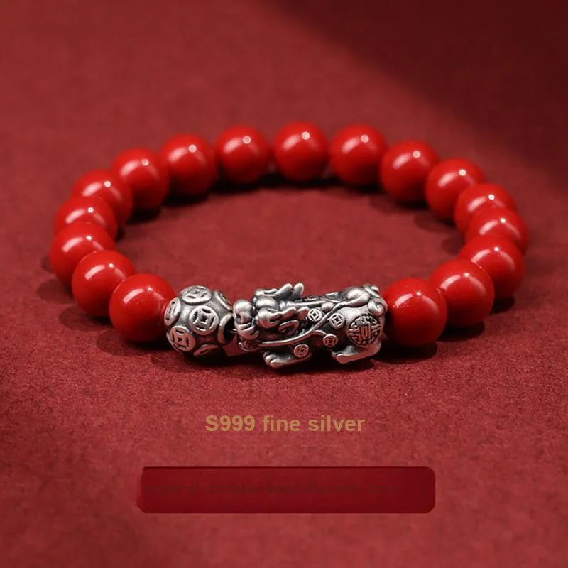 WUMZK Reconstructed Cinnabar Bracelets Unisex-10