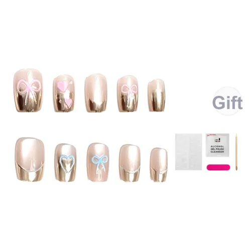 JIABITU Fresh Look Girlish False Nail Короткий LADDER Однотонный Телесный Новый китайский стиль 14mm