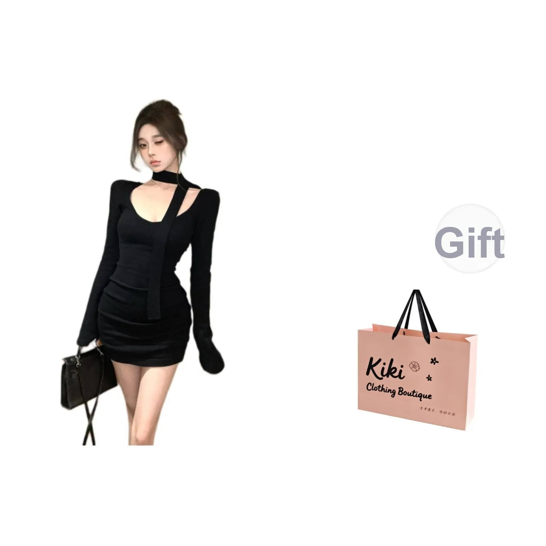 Kiki Clothing Boutique Длинное платье с длинными рукавами женское