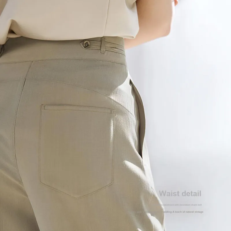 IHIMI Casual Pants Women's Linen Brown-2
