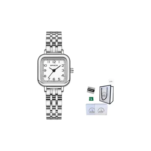 Sanda Кварцевый механизм стальной ремешок женские часы белый циферблат