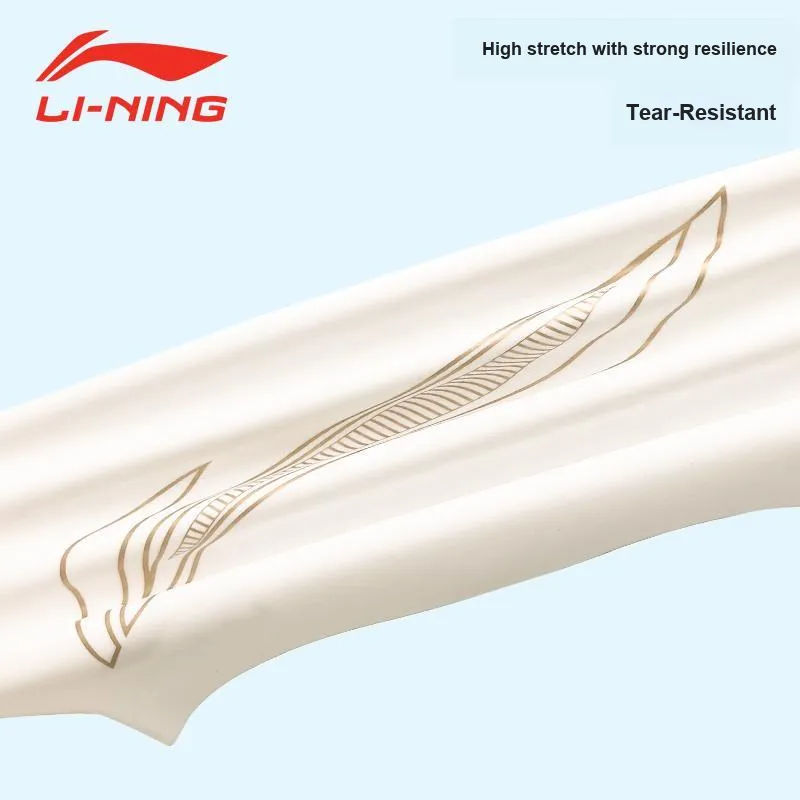 LiNing Swimming Caps Silicone Professional Fashion Swimwear Equipment Unisex 23CM White-2