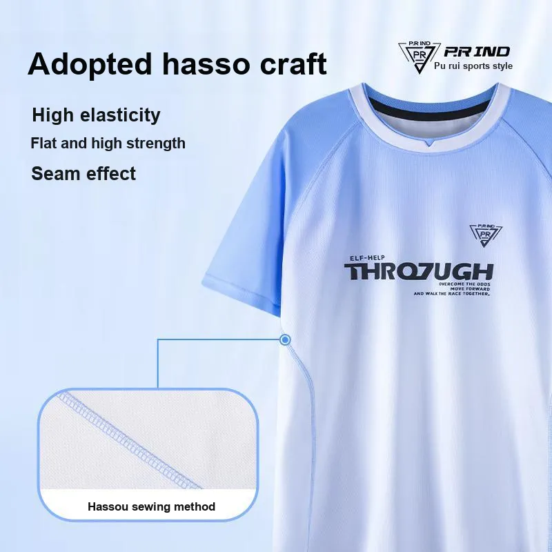 P.R IND Badminton Jersey Unisex Gradient Blue Shadow-4