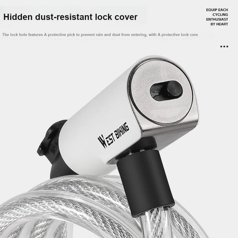 WEST BIKING Bicycle Cable Lock For Mountain And Road Bikes Anti Theft Bold Portable Key Lock Cycling Gear Cable Lock-12