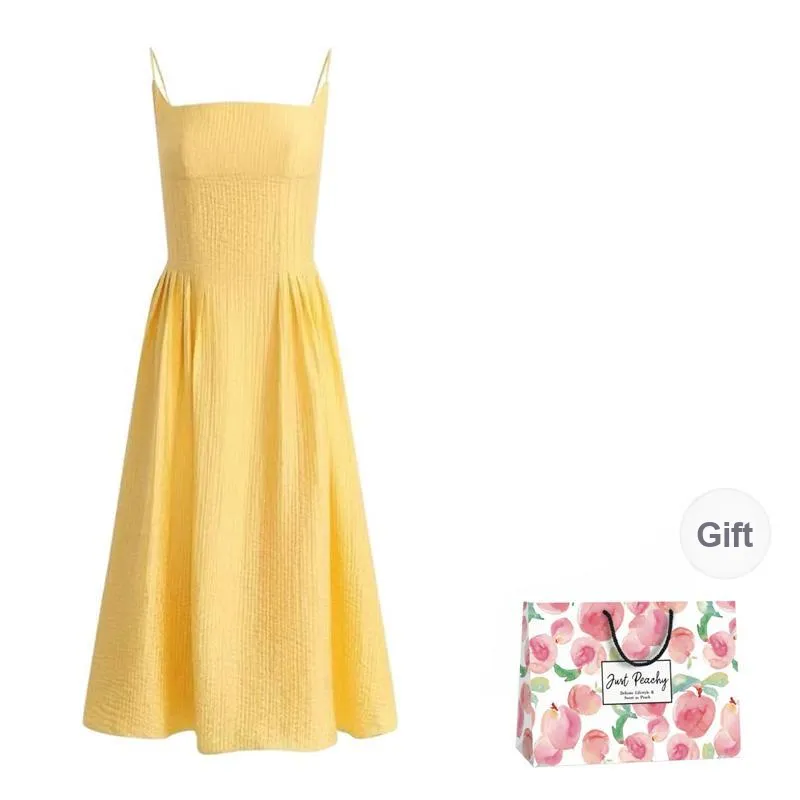 Qiuerle Slip Dresses Women's Yellow-7