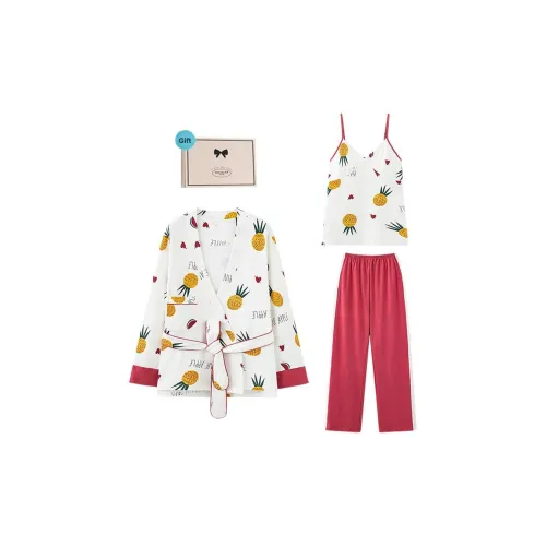 MIOJUER Белый 183003 Женские Ананас THREE Комплект Женские Пижамные Наборы