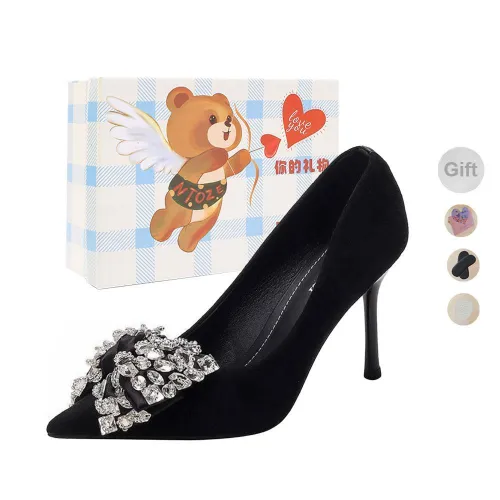 NTOZE Slim Heel High Heels Women's Black Gift Box Set