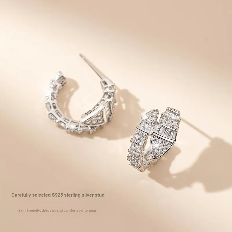 Mofei S925 Sterling Silver Stud Earrings Women's-3