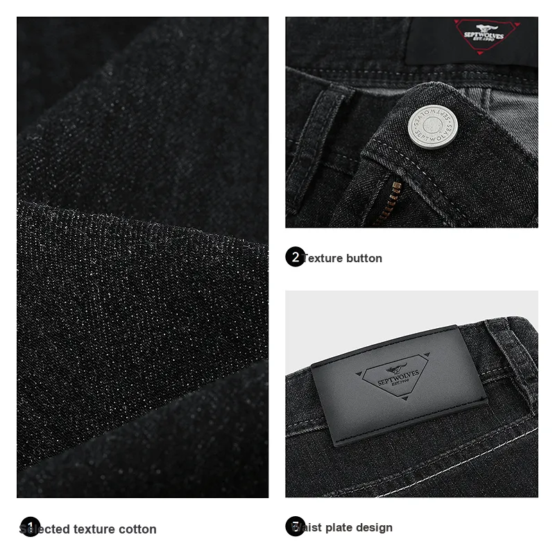 SEPTWOLVES Jeans Unisex Black Gray-4