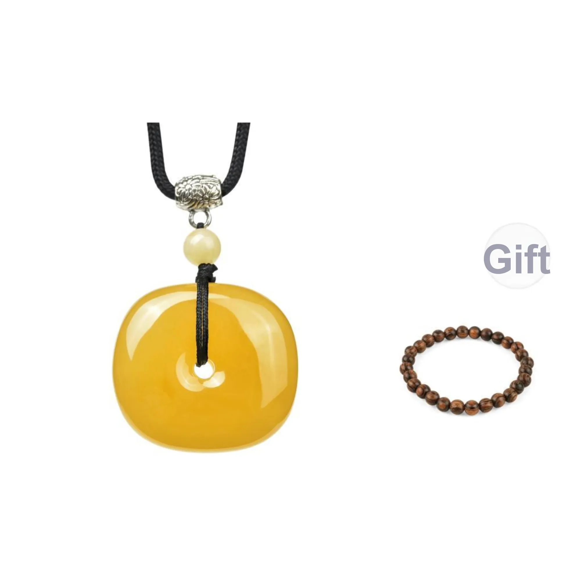 XIAOLIUJADE Amber Beeswax Necklace Comes With Beaded Bracelet Unisex