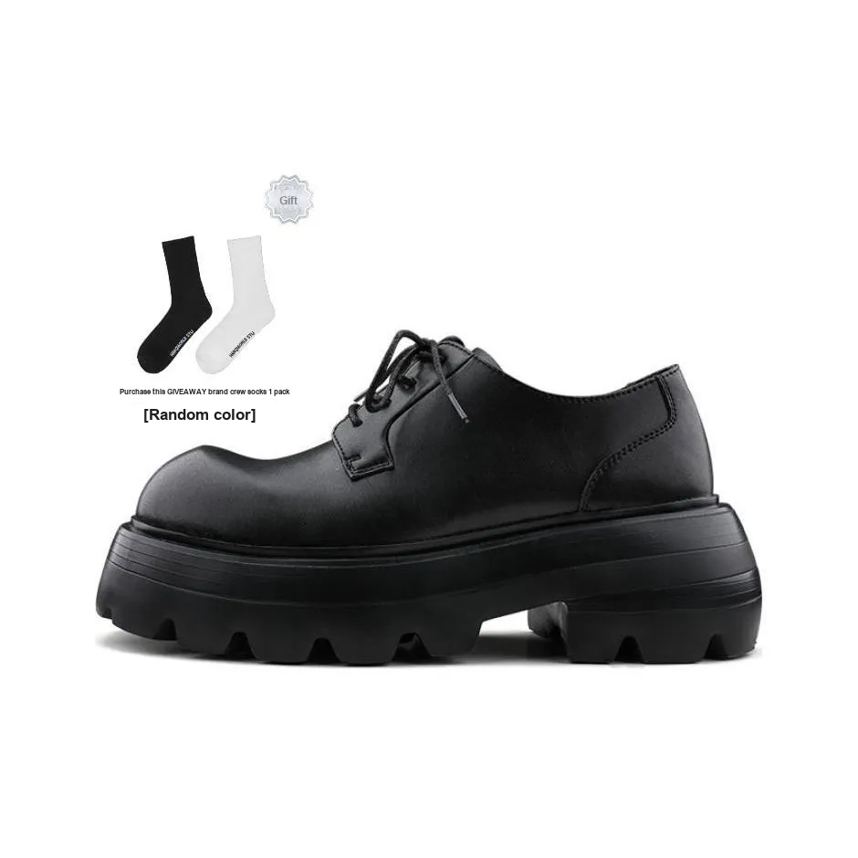 HANQIAORIJI Black Blood Series визуально увеличивает рост Derby Обувь Лоферы 7 см Унисекс Черный