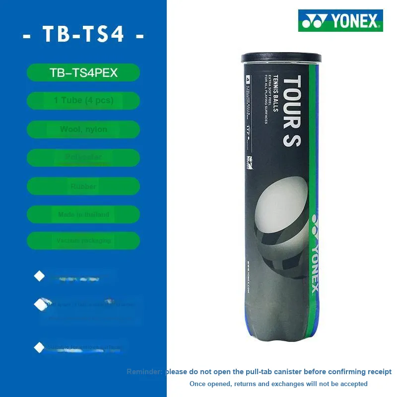 YONEX TB TS4 Tennis Balls Wool, Nylon, Polyester Match Ball Competition Yellow-1