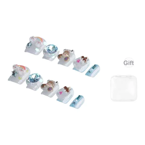 BDQC Детский Девичий Кожа Комплиментирующий Короткий Рамка Мультяшный Мягкий Сверкающий страз 15мм False Nail