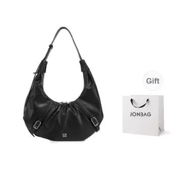 JONBAG Synthetic Leather Shoulder Bag Couple Tubas Women's Black/Cocoa Brown