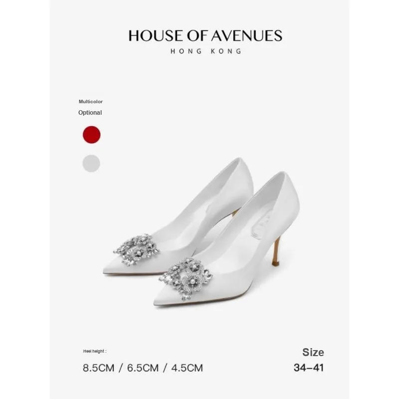 Houseofavenues Slim Heel High Heels Women's White-1
