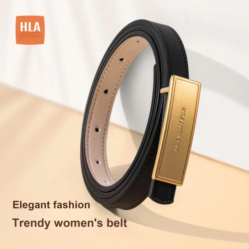 HLA Cow Leather Leather Belts Women's Width 1.45cm-1