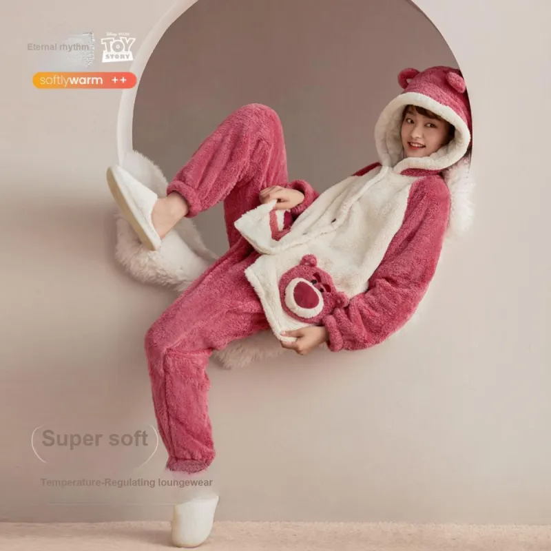 JINGYUN x Disney Pajama Set Winter Women's Peach Pink-1