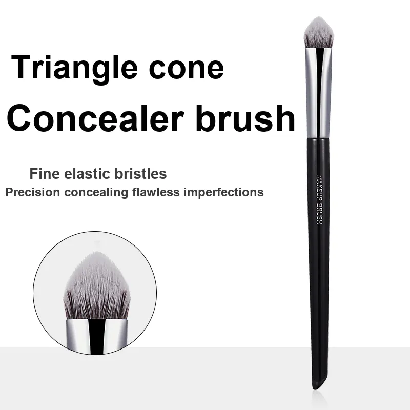 GECOMO Triangle Cone Concealer Brush+Oil Absorbing Paper Combo, Built in Mirror Powder Puff, Makeup Tool-1