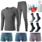 8-Piece Set Gift Box Set (1 Set of Crew Neck Dark Heather Gray Underwear+3 Pack Underpants+4 Pairs of Socks)
