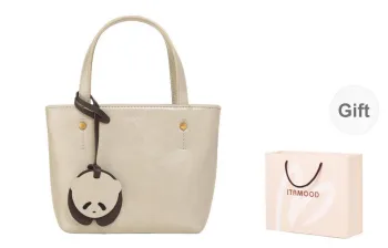 Miao Di Two-Tone Cow Leather Small Handbag Shoulder Bag Crossbody Bag Small Size Women's White/Brown/Red