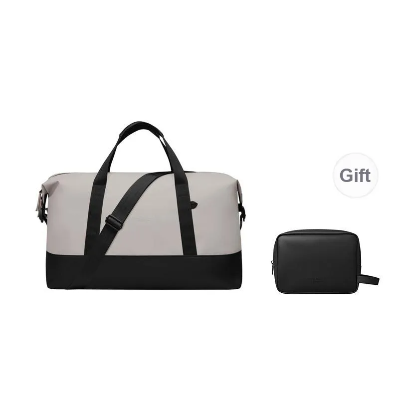 Gaston Luga Eco Friendly Polyester Material Travel Bag Unisex Elegant Black/Light Taupe/Orange Red-5