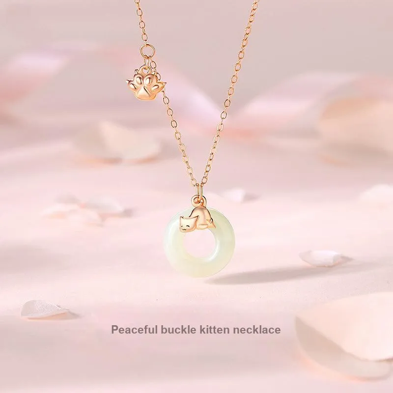 Andaozi Hetian Jade Necklaces Pale Greenish White Jade Unisex-1