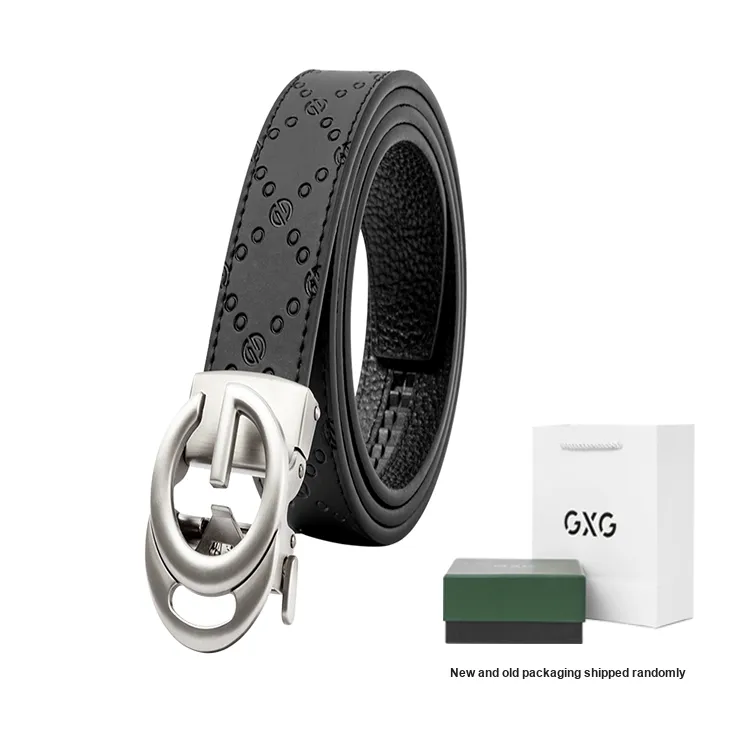 GXG Cut Out Genuine Leather Automatic Buckle Suit Trouser Leather Belts Men's-2