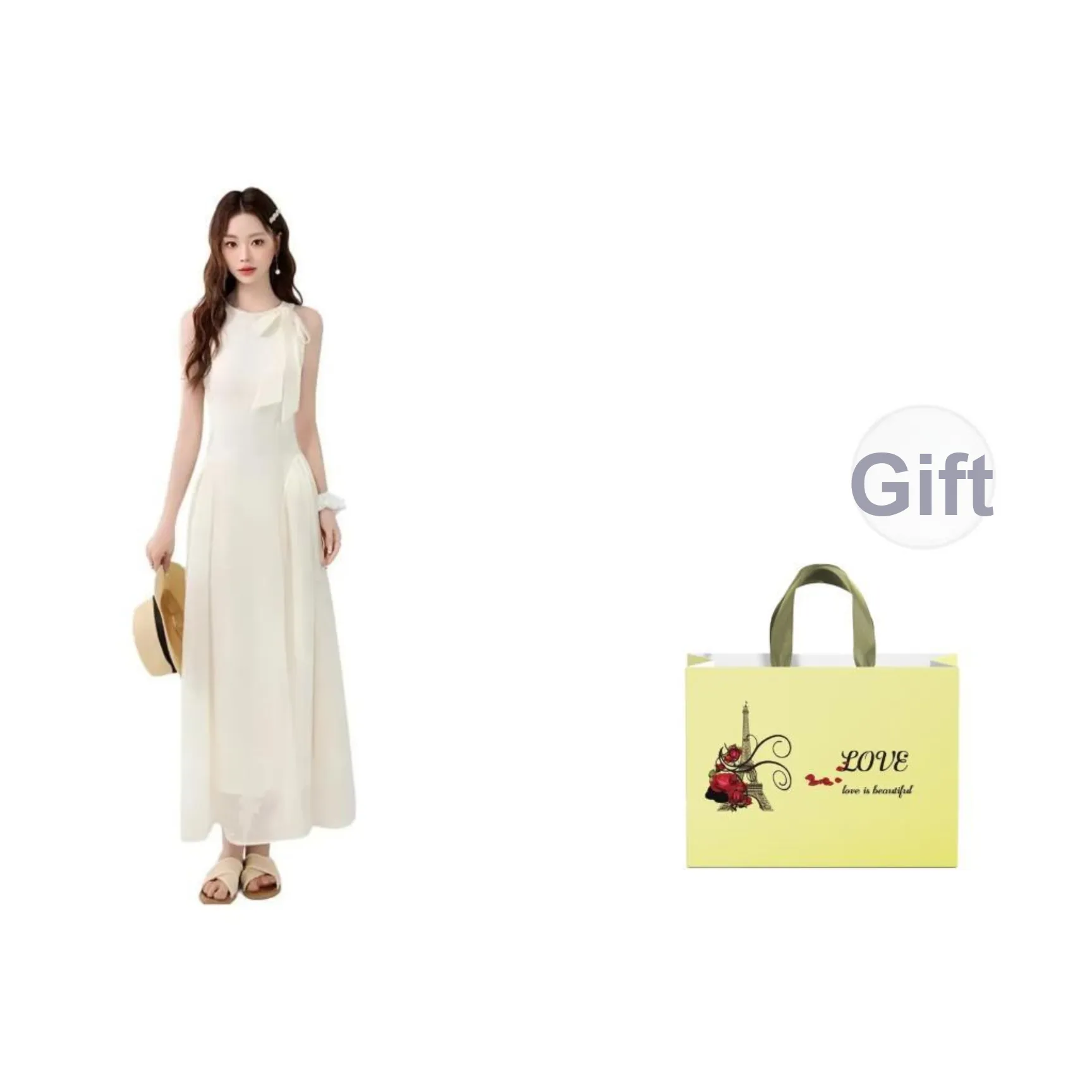 COHX Без рукавов Платье Женское Абрикосовое