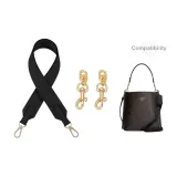 Coach Mollie Black Wide Strap 64cm+Gold-Tone Pig Nose Chain 7cm[2 Pack]