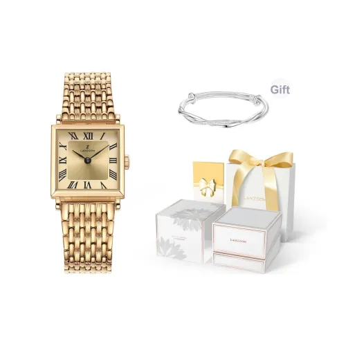 LANZOOM Legend Золотые Кварцевые Женские Часы с Золотым Циферблатом Корпус из Нержавеющей Стали Ремешок из Нержавеющей Стали