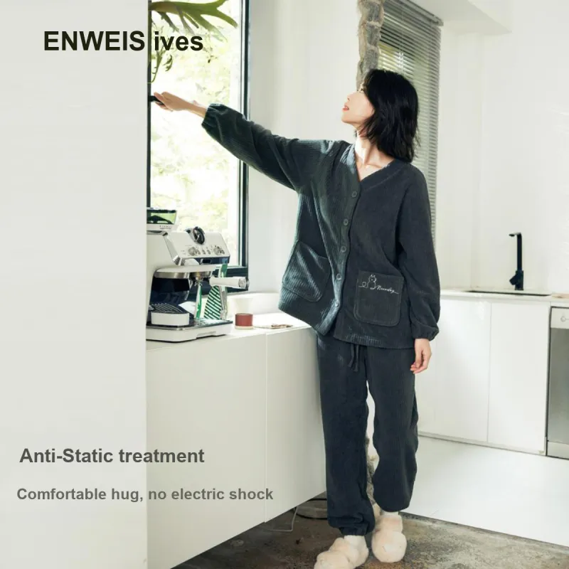 ENWEIS Pajama Set Pine Fleece Women's-1