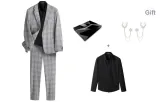 Gray Shirt with Black Brooch