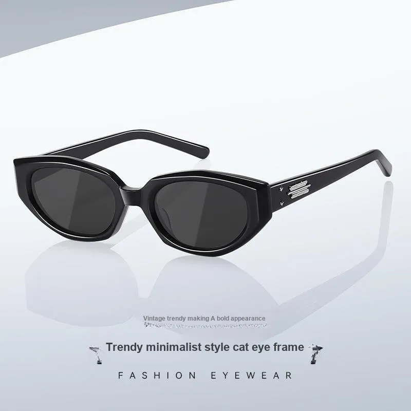 Thunder Pailong Plate Frame Irregular Shape Sunglasses Women's Black Pink White Coffee-1