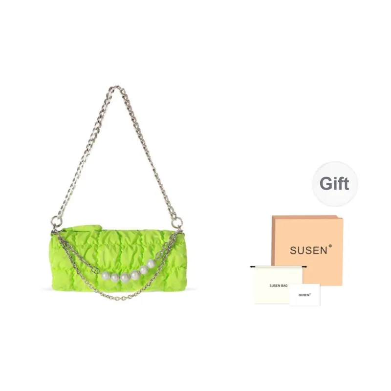 SUSEN Glossy Finish Down Jacket Fabric Shoulder Bag Women's-9