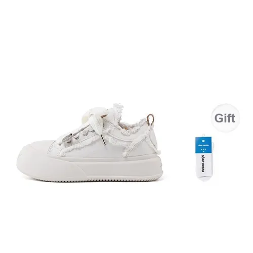 SOAP OPERA Anti Slip And Wear Resistant Height Increasing Low Top Skateboard Shoes 5cm Unisex White