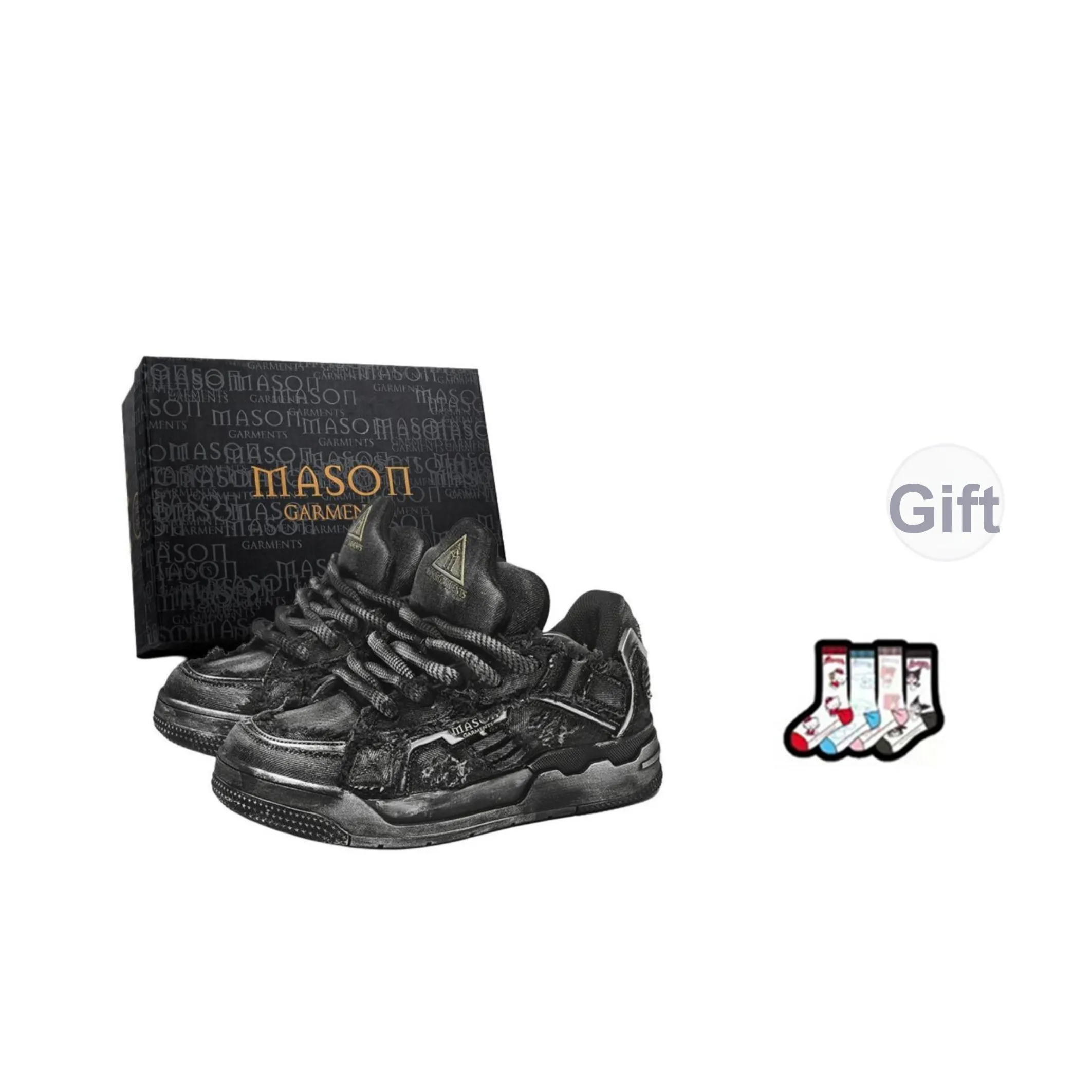 Masongarments Heavenly LADDER Скейтборд Кроссовки Унисекс Глубокий Черный Эксклюзивная Коробка