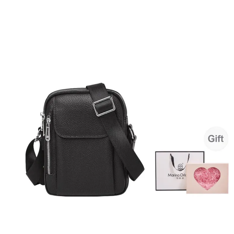 Marino Orlandi Cow Leather Crossbody Bag Shoulder Bag Regular Men's Black-6