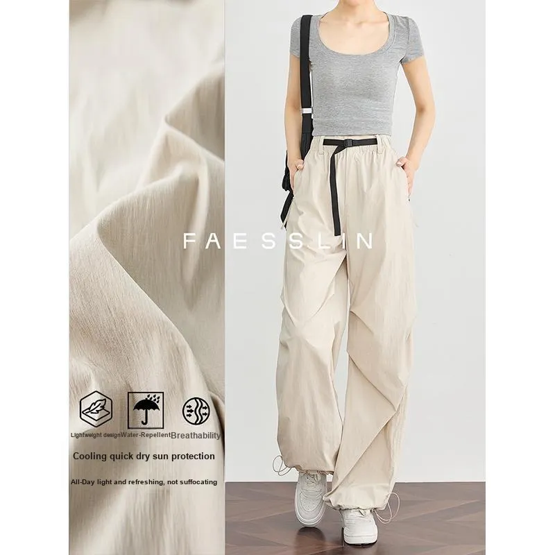 FAESSLIN Wide Leg Parachute Cargo Pants Women's-3