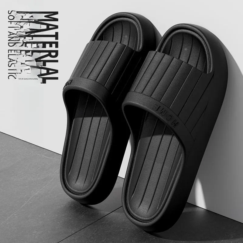Foot Recreation Minimalist Style Vertical Stripes Letter Comfortable Quiet Slip Resistant Slippers Home Slippers Unisex-23