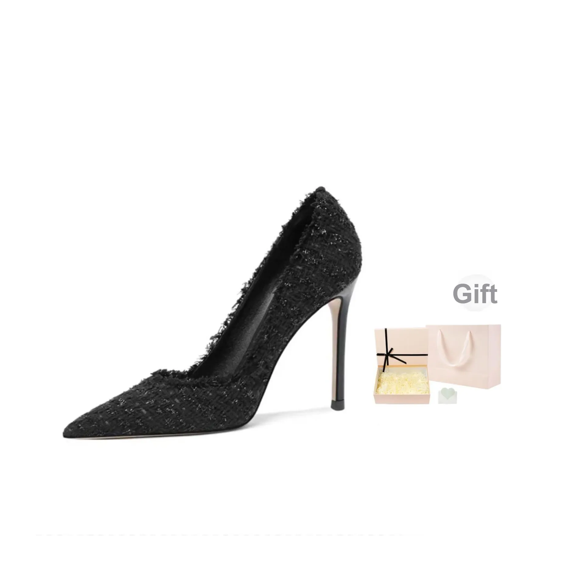 Xingdiman Низкий каблук Высокий каблук Женский Черный Набор в подарочной коробке