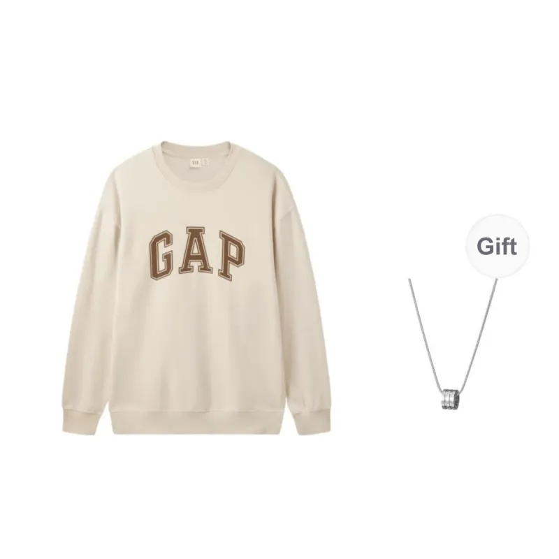 GAP Sweatshirts Unisex Beige+Necklace-0
