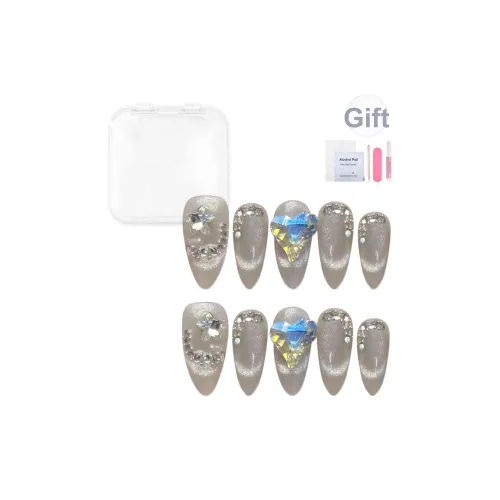 Yun Yue Joe Кошачий глаз Сердце Нерегулярный Ромб Премиум Осветляющий Градиентный Новый Trend Лак для ногтей False Nail Миндаль 20 мм