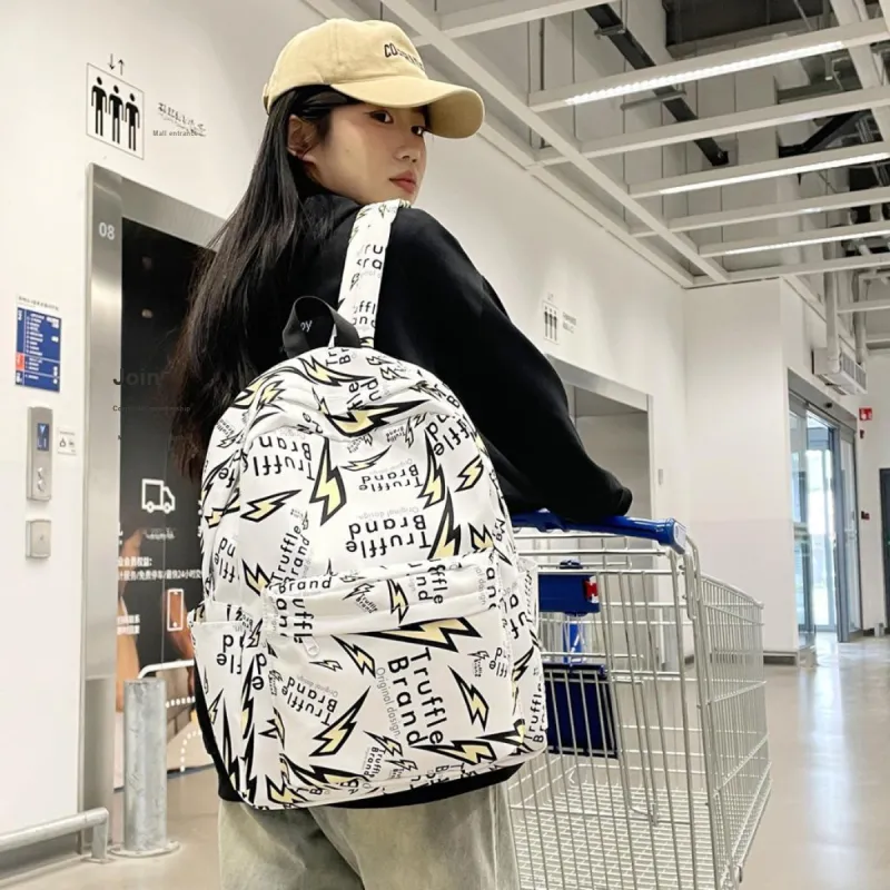MOK Nylon Backpacks Backpack Unisex White/Gray/Black-5