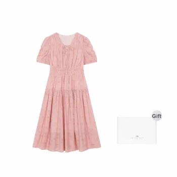 Mo Han Yi Mei Short Sleeved Dress Women's Leather Pink