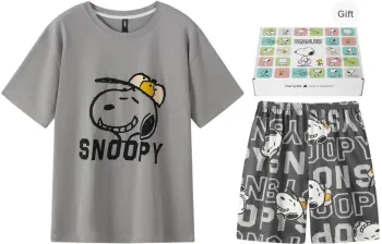 Gongdie x SNOOPY/, Pajama Set Men's Gray, Gift Box Set