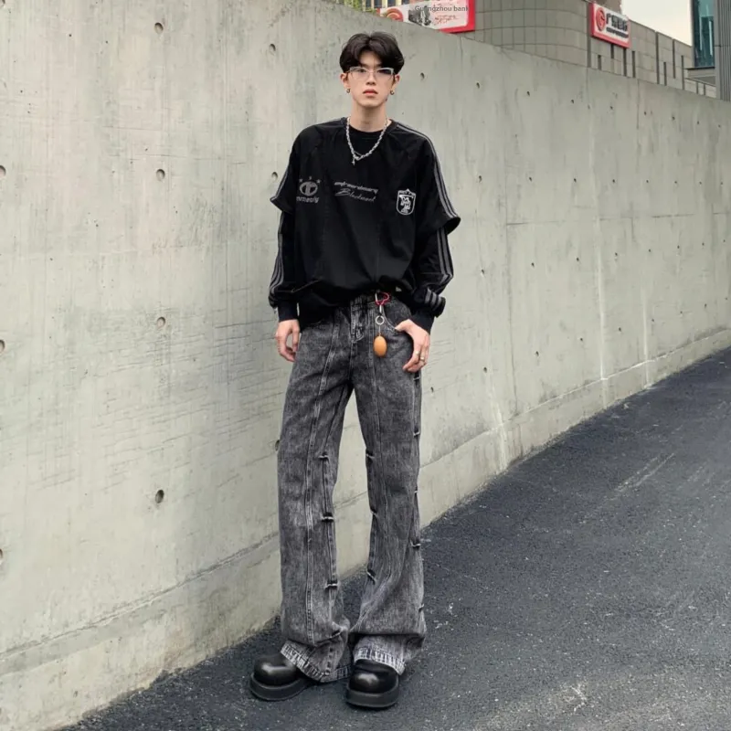 WELTER EXPERIMENT Jeans Unisex Black Gray Color-3