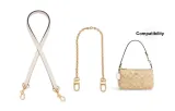 Coach Ecru 1.1cm Width Plain Weave Gold Snap Underarm 65cm+Free Decorative Chain 40cm