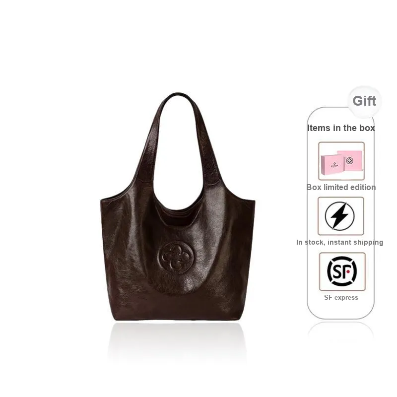 CASSILE Italy Version Imported Sheepskin Crystal Sheepskin Lightweight Tote Shoulder Bag Large Size Women's Chocolate-0